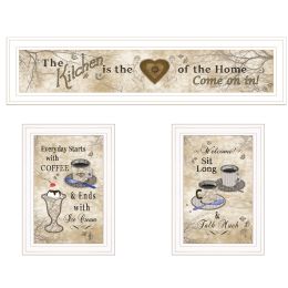 "Love of Nature Kitchen" 3-Piece Vignette By Trendy Decor 4U; White Frame