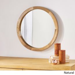 Heather Modern Round Mirror with Mango Wood Frame