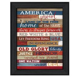 "America Proud" By Marla Rae; Printed Wall Art; Ready To Hang Framed Poster; Black Frame