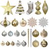 109 CT Gold Christmas Ornaments Set 2022 Decorative Christmas Tree Decorations; Various 25 styles of Xmas Decor with Christmas Balls; Stocks; Star; Ic