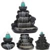 Lotus Waterfall Backflow Smoke Handcraft Incense Burner Censer Holder with Free 60pcs Cones