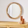 Heather Modern Round Mirror with Mango Wood Frame