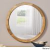 Heather Modern Round Mirror with Mango Wood Frame