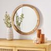 Heather Modern Round Mirror with Mango Wood Frame