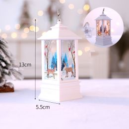 1pc Christmas Lantern Decoration; Vintage Style Hanging Electric Candle Oil Lamp; Christmas Ornaments For Tables & Desks; Holiday Home Decor (Color: White Elk Small Flame Lamp)