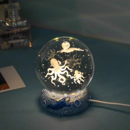 Stars And Seas; Ocean Series Crystal Ball Ornaments; Night Lights; Bedroom Desktop Decorations; Creative Birthday Gifts (Items: Naughty Octopus)