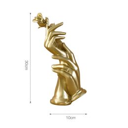 Home Decoration Resin Sculpture Statue Living Room Wine Cabinet Modern Fashion Hand-held Rose Ornaments Golden Crafts Gift (Color: L-A)