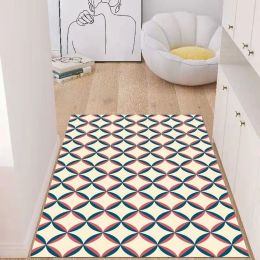 Simple Geometric Home Entrance Floor Mat Crystal Velvet Absorbent Non-slip Arched Rectangle Carpet Home Decoration Foot Mat Semi-circle Door Mat (Main Color: 06 Rectangle, size: 60*90cm)