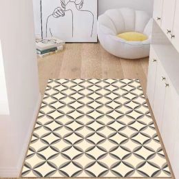 Simple Geometric Home Entrance Floor Mat Crystal Velvet Absorbent Non-slip Arched Rectangle Carpet Home Decoration Foot Mat Semi-circle Door Mat (Main Color: 04 Rectangle, size: 40*60cm)