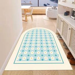 Simple Geometric Home Entrance Floor Mat Crystal Velvet Absorbent Non-slip Arched Rectangle Carpet Home Decoration Foot Mat Semi-circle Door Mat (Main Color: 03 Arched, size: 100*120cm)