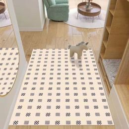 Simple Geometric Home Entrance Floor Mat Crystal Velvet Absorbent Non-slip Arched Rectangle Carpet Home Decoration Foot Mat Semi-circle Door Mat (Main Color: 07 Rectangle, size: 100*120cm)