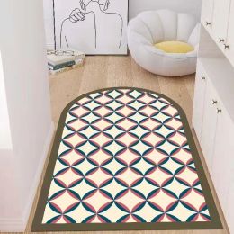 Simple Geometric Home Entrance Floor Mat Crystal Velvet Absorbent Non-slip Arched Rectangle Carpet Home Decoration Foot Mat Semi-circle Door Mat (Main Color: 06 Arched, size: 80*120cm)