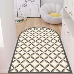 Simple Geometric Home Entrance Floor Mat Crystal Velvet Absorbent Non-slip Arched Rectangle Carpet Home Decoration Foot Mat Semi-circle Door Mat (Main Color: 04 Arched, size: 120*180cm)