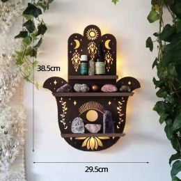 Wooden Wall Shelf Home Decoration Organizer Moon Butterfly Cat Bedroom Room Decor Storage Rack Wall-mount Display Stand Shelves (Color: hand)