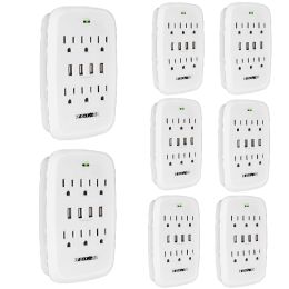 6 Outlet Wall Plug Extender with 4 USB Ports (4.8A Total); Multi Plug Outlet Adapter Wall Surge Protector 15A Electrical Outlet Expander with USB Port (style: 8Pcs 4 USB 6 Outlet 1 Piece)