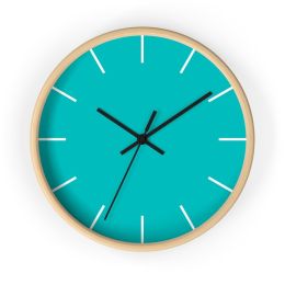 Decor Accessories, Contemporary Teal Green Quartz Wall Clock (Color: Wooden, Hands: Black)