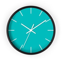 Decor Accessories, Contemporary Teal Green Quartz Wall Clock (Color: Black, Hands: White)