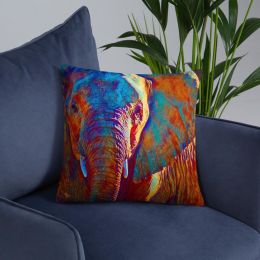 Accent Pillow, Colorful Elephant Print (size: 18âˆšÃ³18)