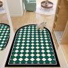 Simple Geometric Home Entrance Floor Mat Crystal Velvet Absorbent Non-slip Arched Rectangle Carpet Home Decoration Foot Mat Semi-circle Door Mat